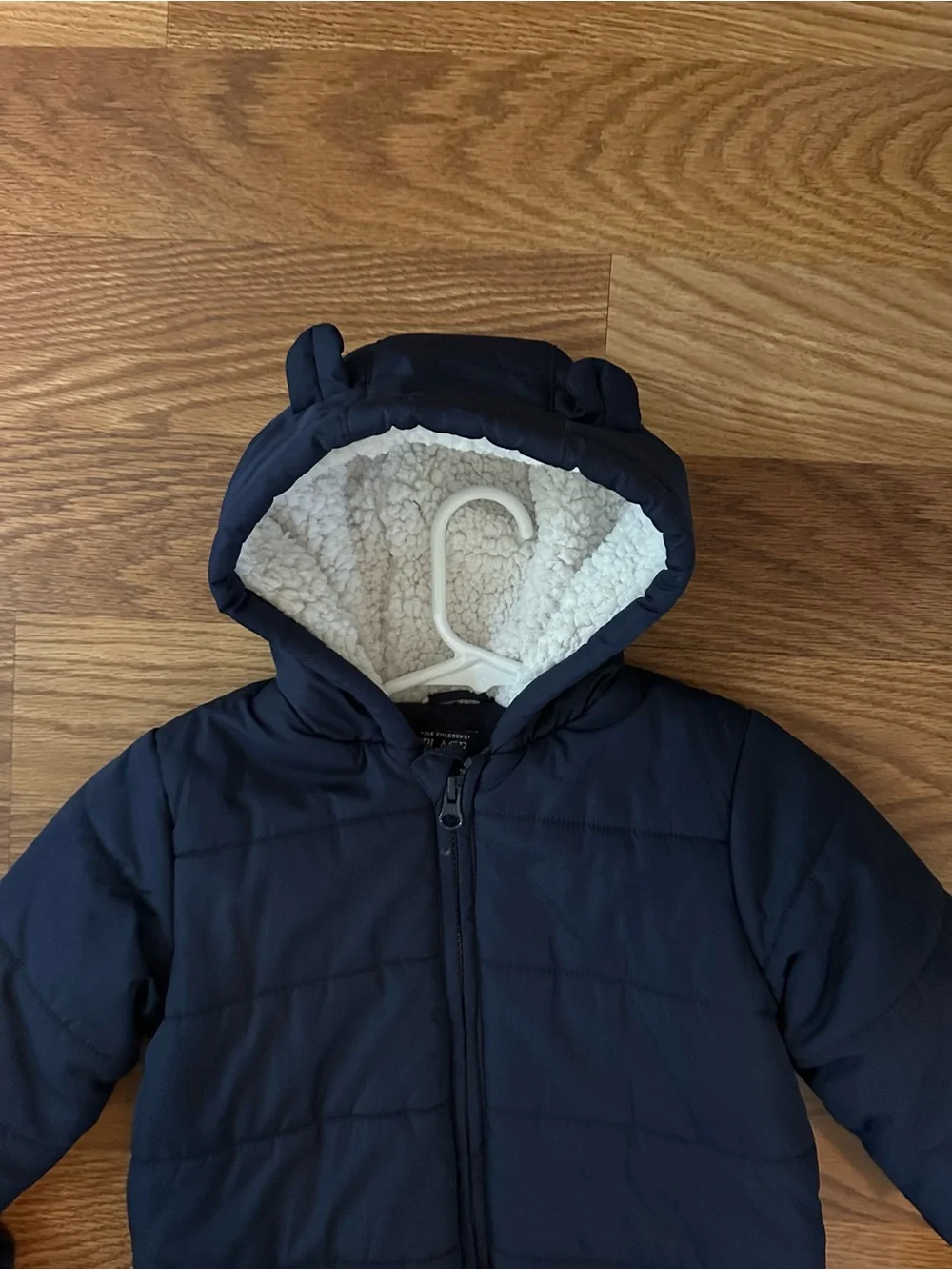Children’s Place baby navy snowsuit with attached hood & mittens